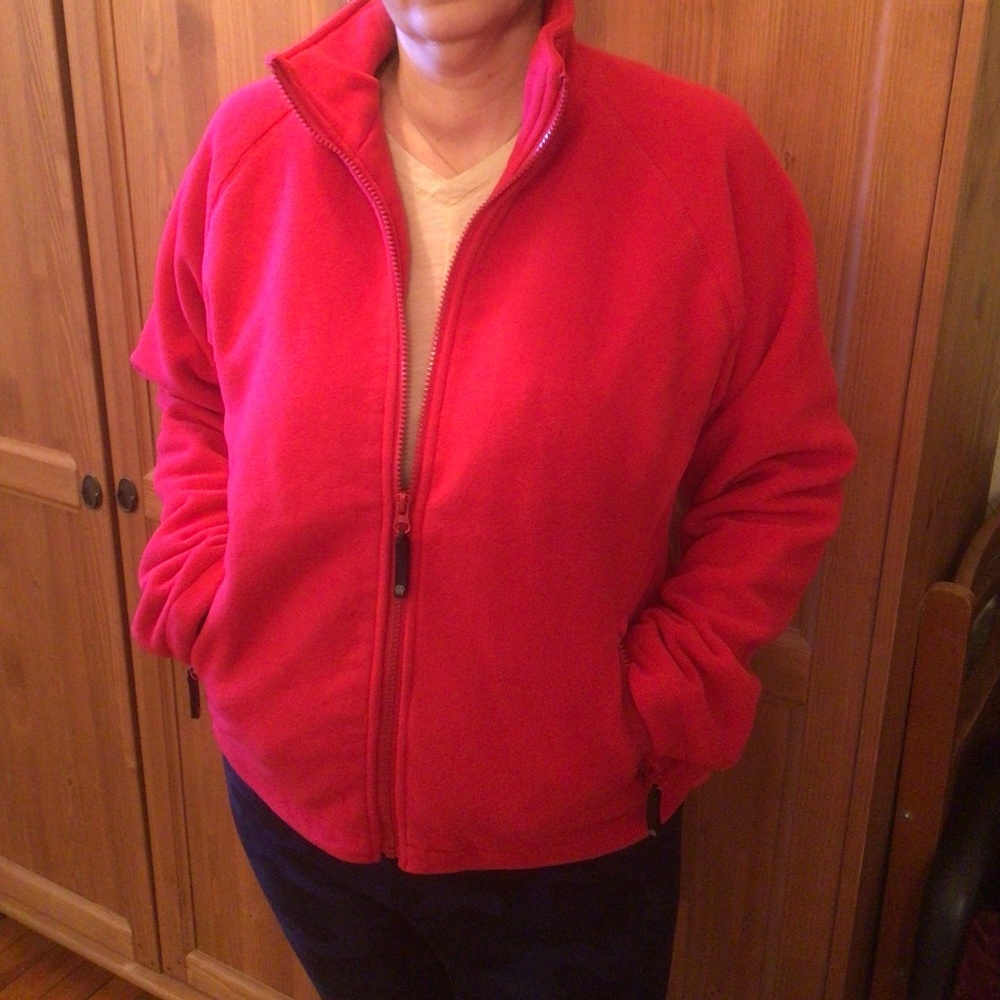 Women’s full zip red polar fleece thick jacket,size M